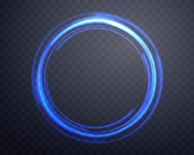 Anneau magique bleu avec des étincelles lumineuses Neon éclairage d'énergie réaliste anneau halo effet de lumière abstrait