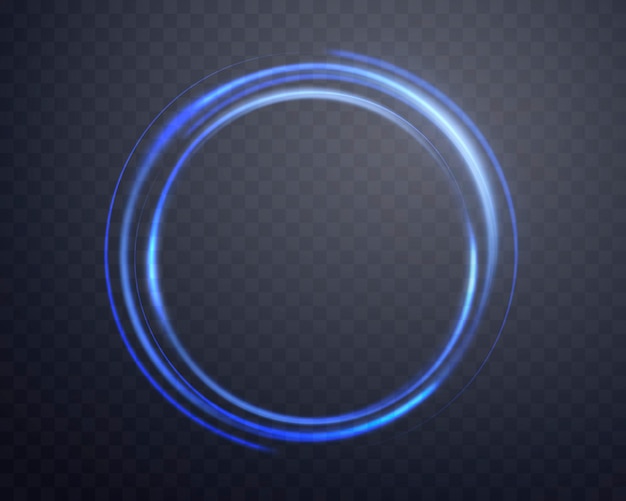 Anneau magique bleu avec un halo d'énergie néon réaliste avec un effet de lumière abstrait