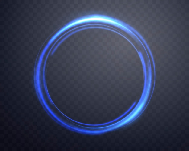 Anneau magique bleu avec un halo d'énergie néon réaliste avec un effet de lumière abstrait