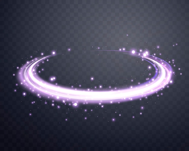 Anneau magique violet brillant Neon éclairage d'énergie réaliste anneau halo effet de lumière abstrait