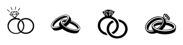 Vecteur anneau de mariage avec icône de diamant vecteur illustration vecteur graphique eps 10