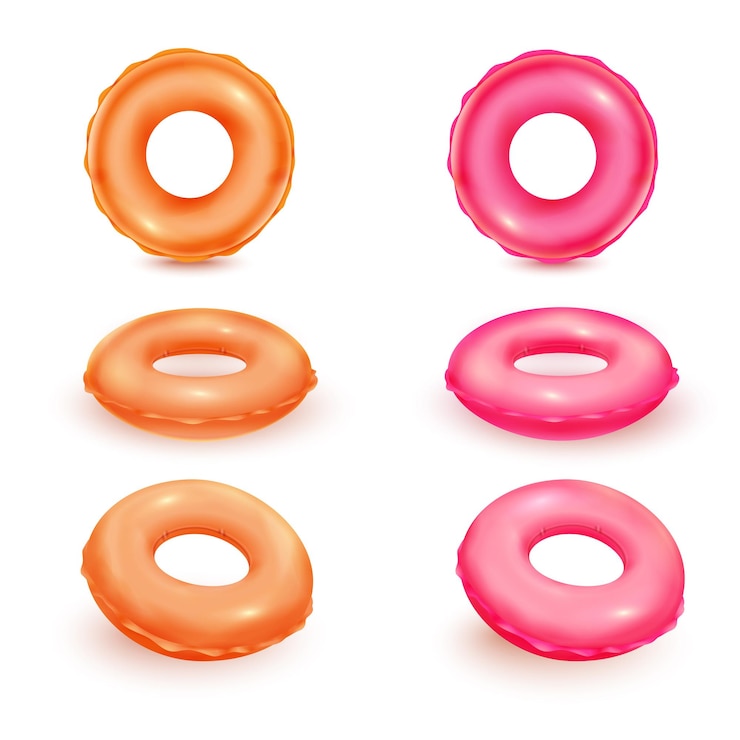 Vecteur anneaux gonflables 3d anneau en caoutchouc isolé roue piscine jouets nager mer ballons cercle réaliste bouée de sauvetage pour flotteur natation bouée tube été rond objet bien rangé illustration vectorielle