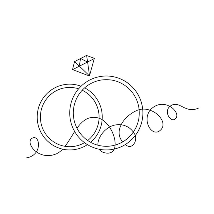 Vecteur anneaux de mariage vectoriels dessinés à la main elements de conception de doodle pour cartes postales d'invitation et autres