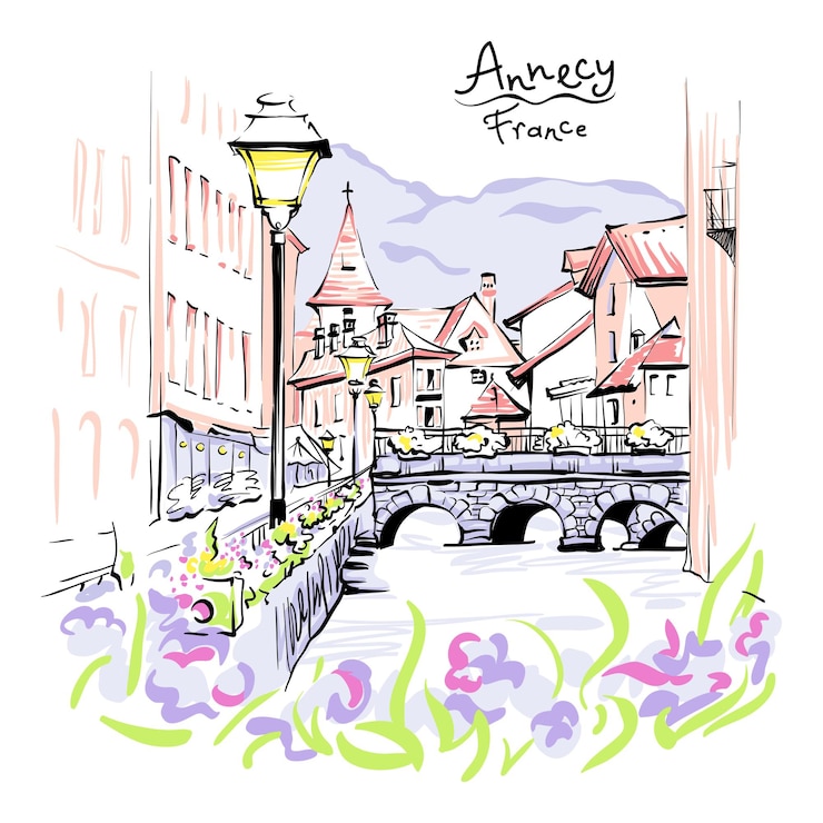 Vecteur annecy, venise des alpes, france.