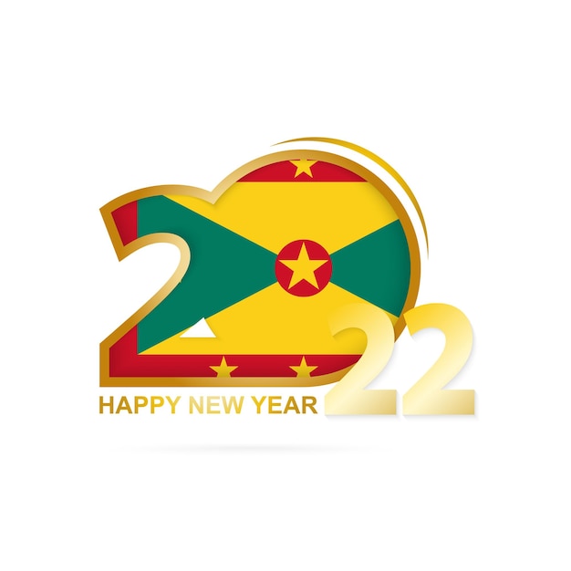 Année 2022 Avec Motif De Drapeau De La Grenade. Conception De Bonne Année.