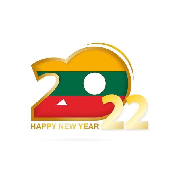 Vecteur année 2022 avec motif drapeau lituanie happy new year design