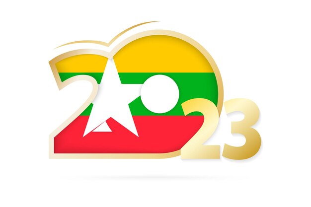 Année 2023 Avec Motif Drapeau Du Myanmar