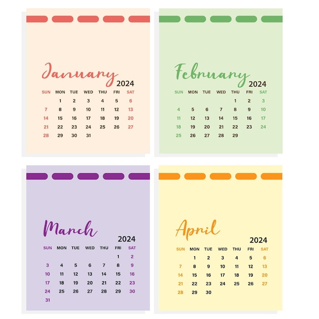 Année 2024 Calendrier Vector Art Organisez Avec Précision Et Style 