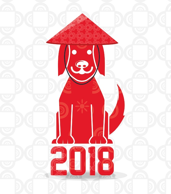 Vecteur année chinoise heureuse 2018 année du symbole du zodiaque chien