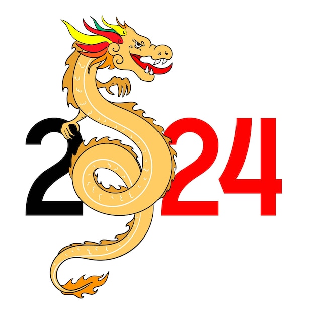 Vecteur année du dragon 2024 bonne année chinoise