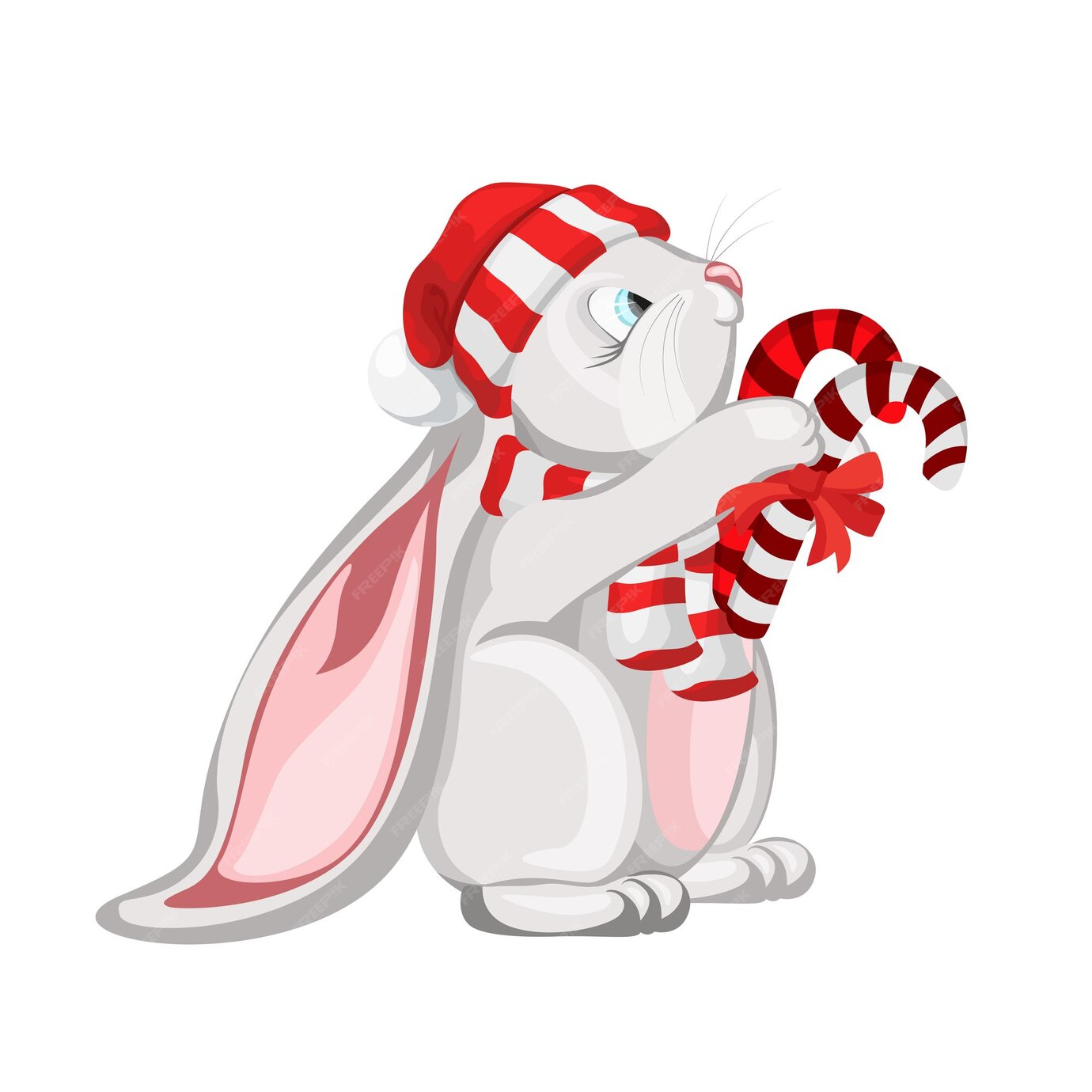 Année Du Lapin 2023. Lapin De Noël, Lièvre, Lapin Dans Un Bonnet De