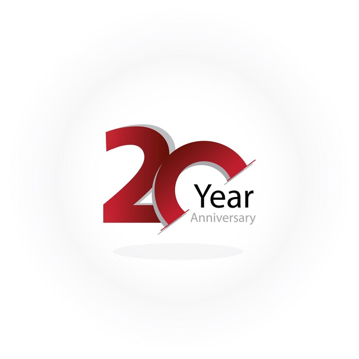 Vecteur anniversaire 20 ans anniversaire logo vector template design illustration belle bannière de voeux. conception dessinée à la main. vecteur isolé de fond blanc