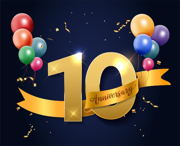 Carte Joyeux Anniversaire 10 Ans Doree gratuit à imprimer (carte 3903)