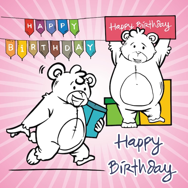 Anniversaire De Carte De Fond De Couple Ours En Peluche