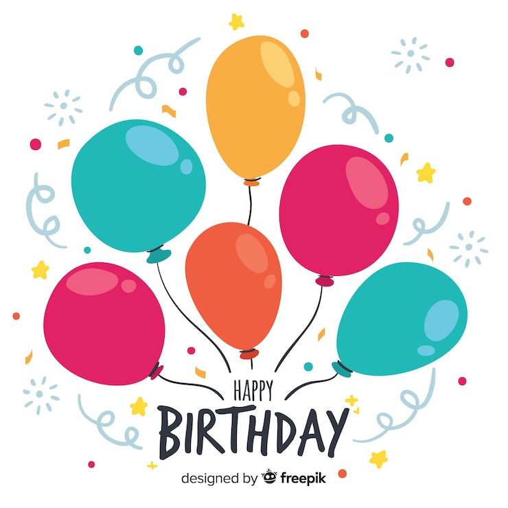 Vecteur anniversaire dessiné à la main avec fond de ballons