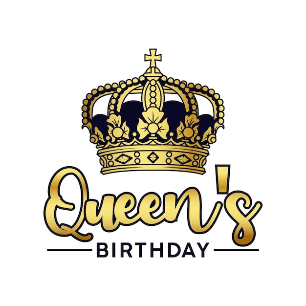 Anniversaire De La Reine Avec Couronne Et Typographie Couronne De Luxe Pour La Reine D'anniversaire