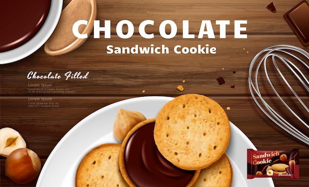 Annonce de biscuit sandwich au chocolat