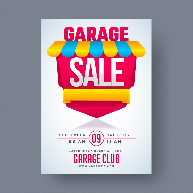 Vecteur annonce d'un événement de vente de garage ou de garage