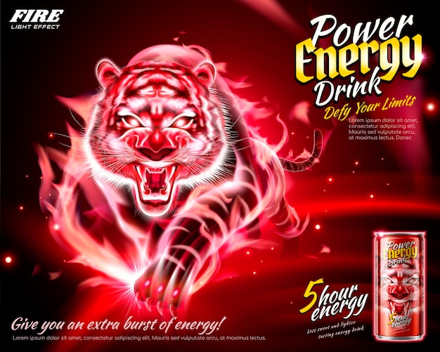 Annonces De Boissons énergisantes Avec Effet Tigre De Flamme