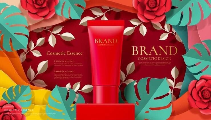 Vecteur annonces de tubes cosmétiques rouges