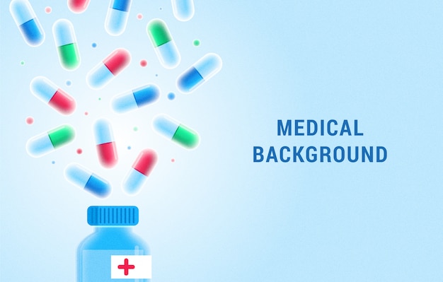 Antécédents médicaux avec des pilules et une bouteille