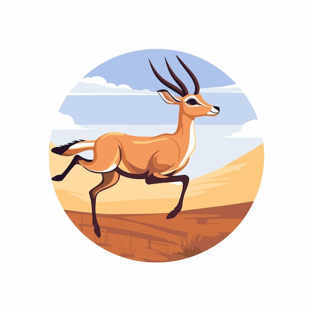 Antilope Africaine Sauvage Dans Le Désert Illustration Vectorielle En Style Plat