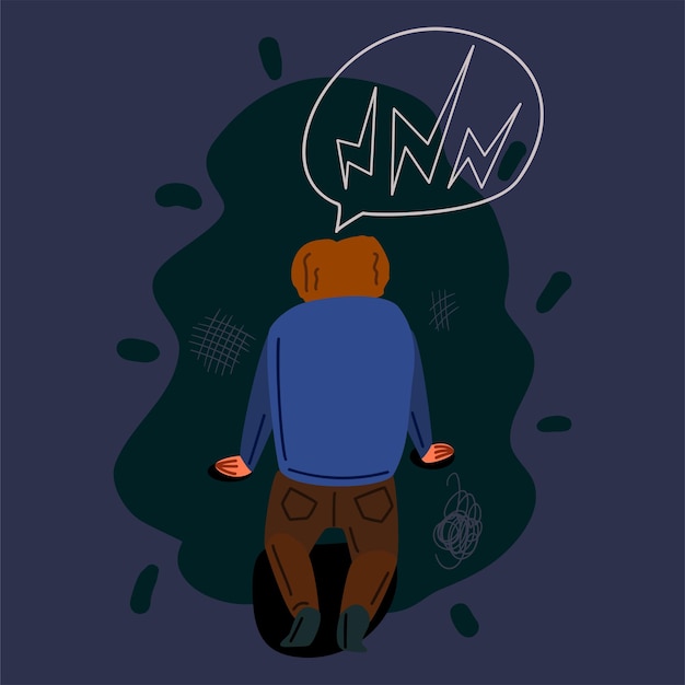 Anxieux homme illustration vectorielle dessinés à la main