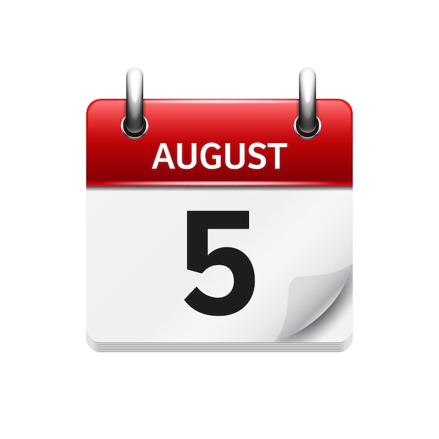 Vecteur août vecteur plat icône de calendrier quotidien date et heure jour mois jour férié