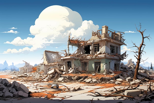 Apocalypse Ruines Et Destruction De La Guerre Illustration Numérique Concept Art Concept De Destruction Et