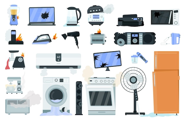 Electroménager Conception Des Applications De Cuisine Et Appareils  Électroménagers De Cuisine De L'équipement. Electroménager Cuisson  Domestique Réglé. Accueil Électronique Appareils Éléments Notion De Vecteur  De Modèle Infographies. Clip Art Libres De