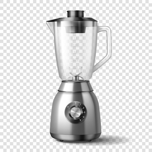 Appareil de mélangeur de presse-agrumes électrique réaliste 3d avec icône de récipient en verre isolé sur fond blanc. Appareil de cuisine électrique vide. Concept d'aliments et de boissons santé. Illustration vectorielle
