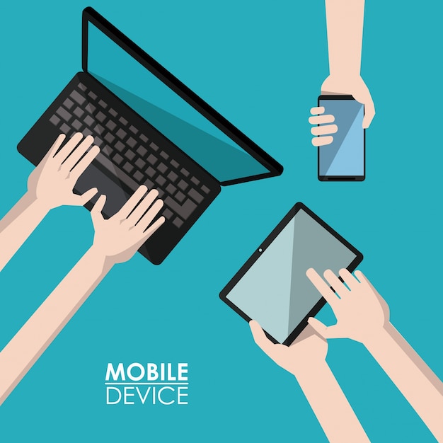 Appareil mobile d&#39;affiche de fond bleu