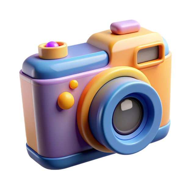 Vecteur un appareil photo coloré avec un couvercle bleu et un capuchon de lentille jaune
