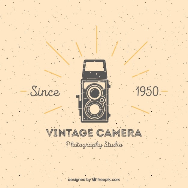 Vecteur appareil photo vintage logo studio