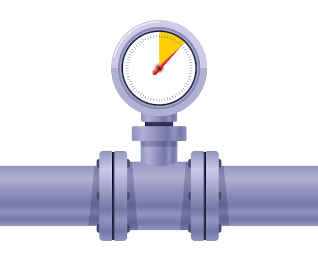Vecteur appareil pour mesurer la pression dans un tuyau. le compteur indique la consommation d'eau dans la maison. illustration vectorielle plane.