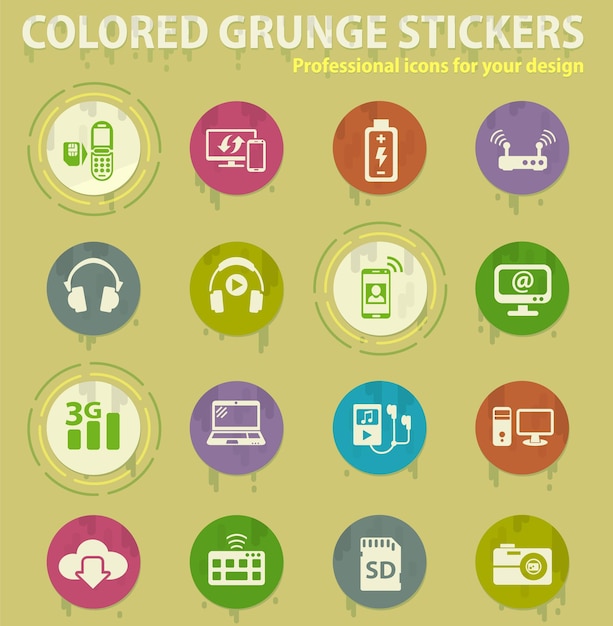 Appareils ménagers icônes grunge colorées