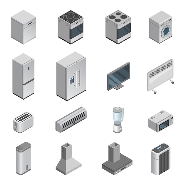 Appareils Ménagers Vecteur Homeappliance De Cuisine Pour Cuisinière Ou Machine à Laver Et Micro-ondes Dans L'illustration Isométrique De L'appliancestore