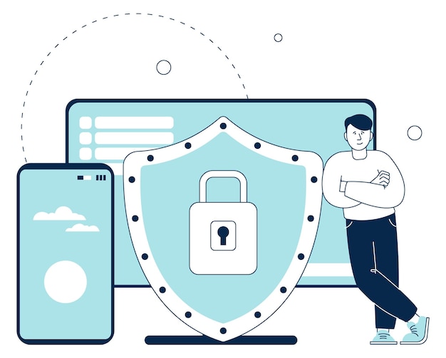 Appareils mobiles avec protection par mot de passe Icône de cybersécurité