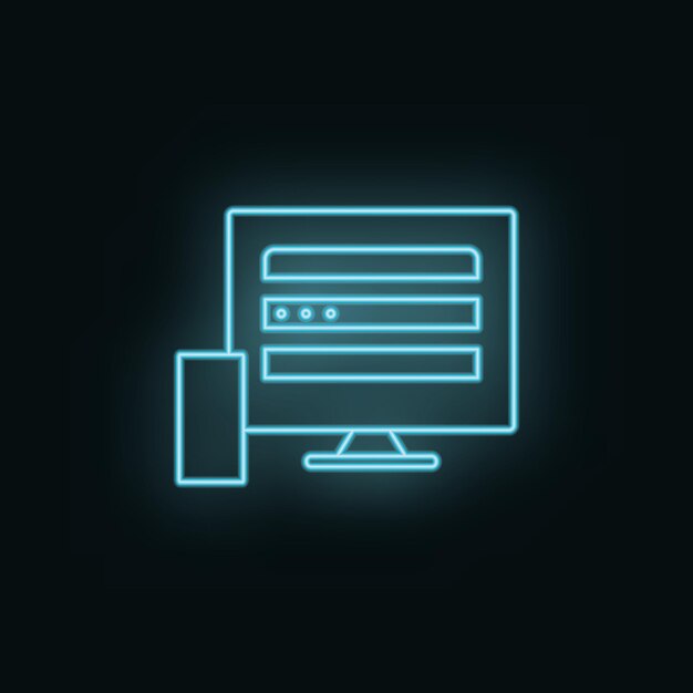 Les appareils surveillent l'icône de néon mobile Web Development Vector Icon Élément de symbole simple pour les sites Web conception de sites Web infographie d'application mobile Symbole de ligne pour la conception de sites Web sur fond blanc
