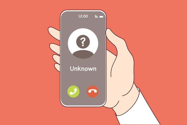 Appel d'un appelant inconnu sur l'écran du téléphone en personne pour le spam ou le concept de publicité non sollicitée