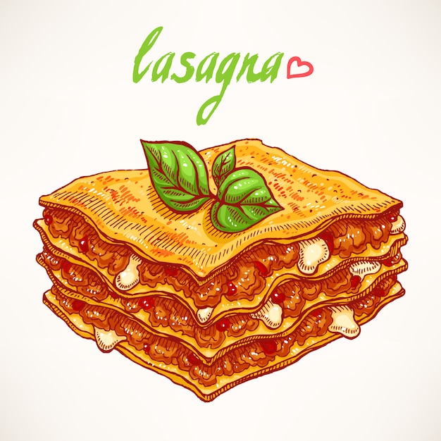 appétissante lasagne au bœuf et aux feuilles de basilic