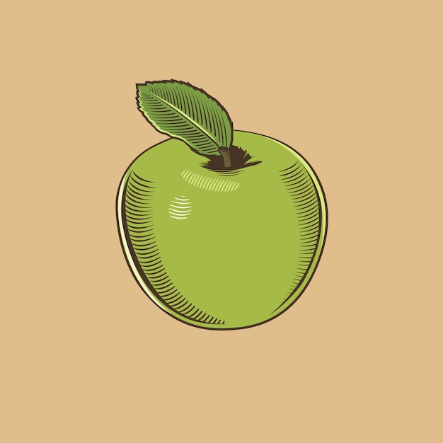 Apple Dans Un Style Vintage. Illustration Vectorielle Colorée