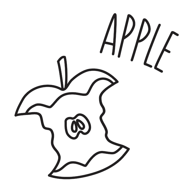 Vecteur apple dessiné à la main avec une fine ligne isolé sur fond blanc