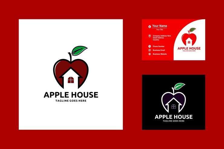 Apple house minimaliste logo design vecteur icône inspiration