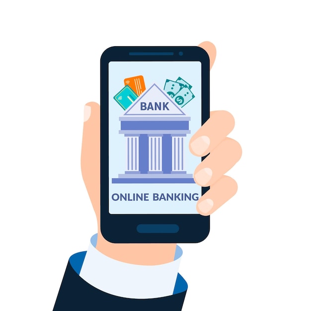 Vecteur application financière bancaire bancaire en ligne pour téléphones mobiles illustration vectorielle