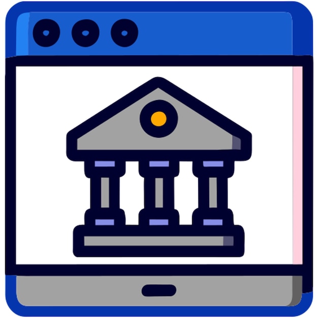 Vecteur application avec une icône de banque à contour coloré
