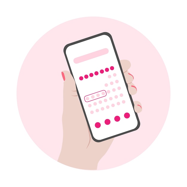 Application mobile du cycle menstruel main féminine tenir le calendrier des périodes de la femme sur son smartphone