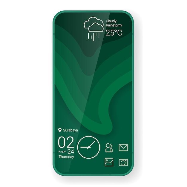 Application Mobile De L'écran D'accueil De L'interface Utilisateur Du Système D'exploitation Green Wave