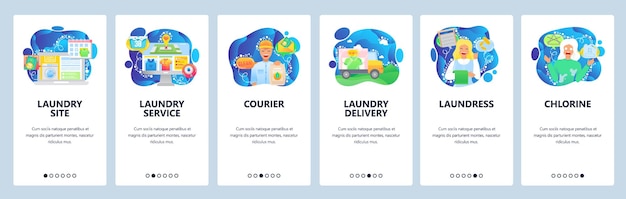 Application Mobile écrans D'intégration Service De Blanchisserie En Ligne Livraison Ccleaning Lavage Vêtements Menu Vecteur ...