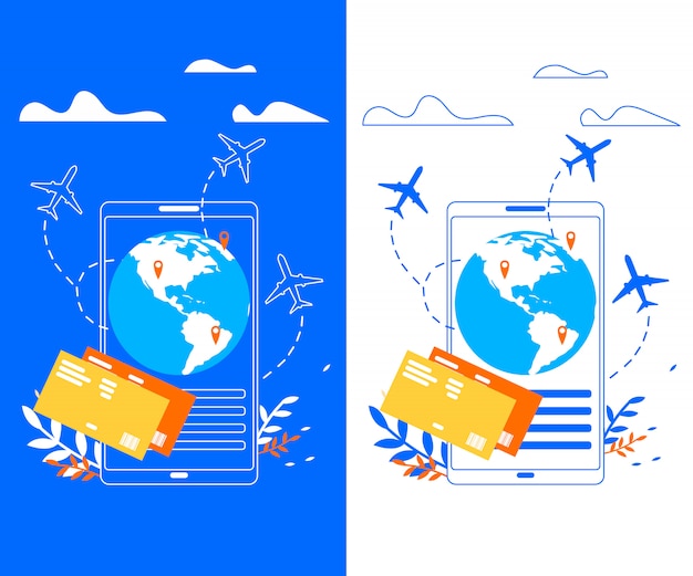 Application Mobile Pour Bannière Vecteur Plat Voyageur
